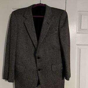 Vintage Men's Black and White Tweed Blazer